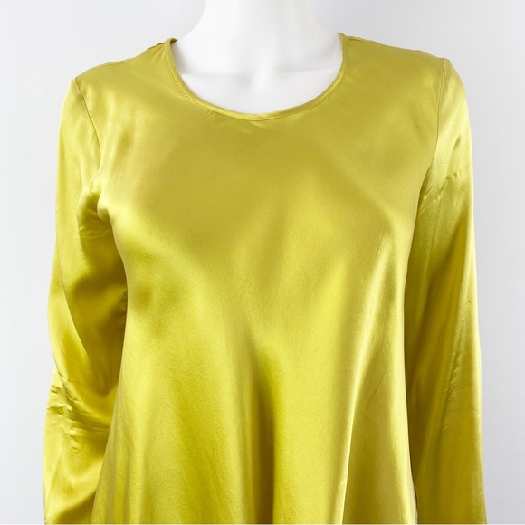 Forte Forte La Seta Chartreuse Yellow Long Sleeve Blouse 100% Silk Size 0 US XS - Picture 3 of 8